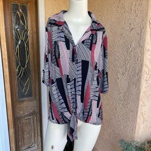 Naïf Tie Front Short Sleeve Pullover Top LARGE